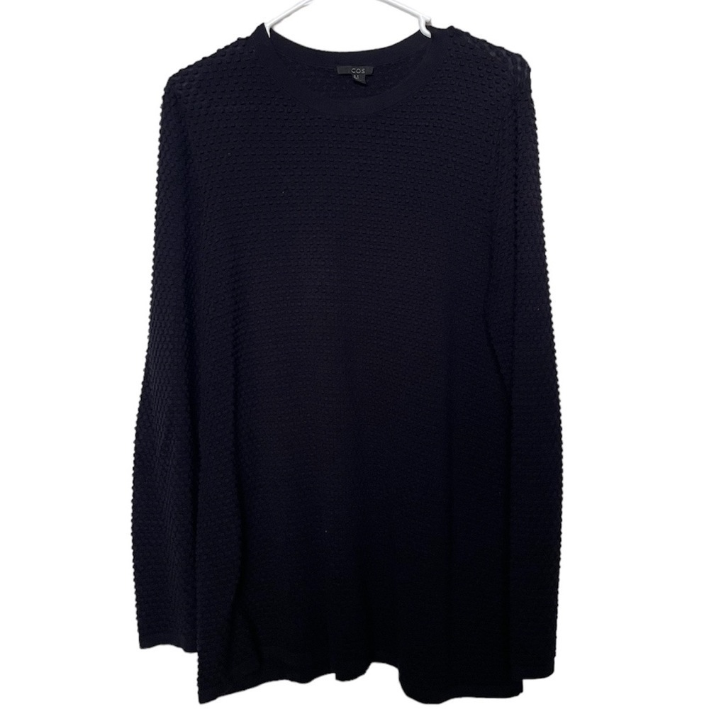 COS Blue Sheer Long Sleeve Top Size Medium